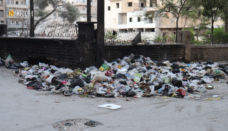 نفايات متراكمة في أحياء في مدينة حلب- نورث برس