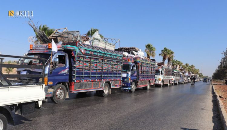 أكثر من 60 عائلة تغادر ريف حلب إلى مناطق سكنها الأصلية بدمشق - نورث برس