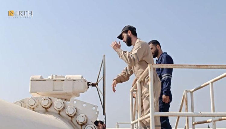 التحضيرات الأخيرة في محطة الرضوانية للغاز بريف حلب الشرقي لاستلام الغاز الأذري - أرشيفية/نورث برس