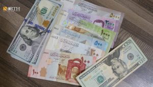 فئات نقدية للدولار الأميركي والليرة السورية بأحد محال الصرافة في الحسكة - نورث برس
