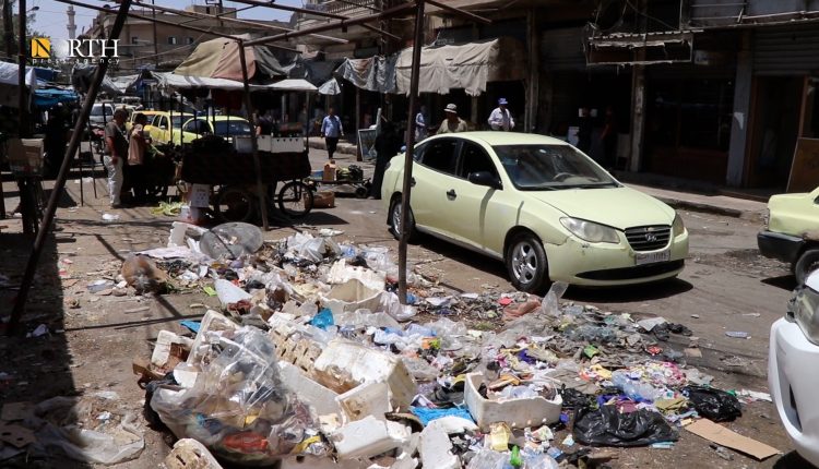 انتشار النفايات في شارع عام وسط مدينة الحسكة – نورث برس