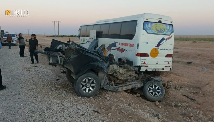 حادث على طريق الرقة – الحسكة – نورث برس