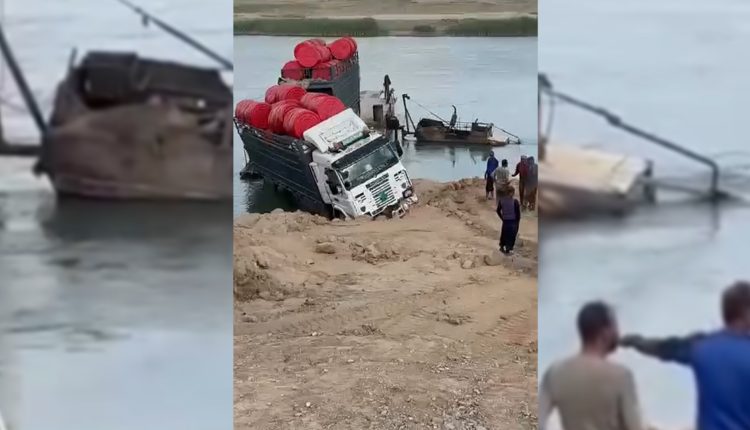 غرق عبارة في معبر الجنينه النهري بريف دير الزور الغربي
