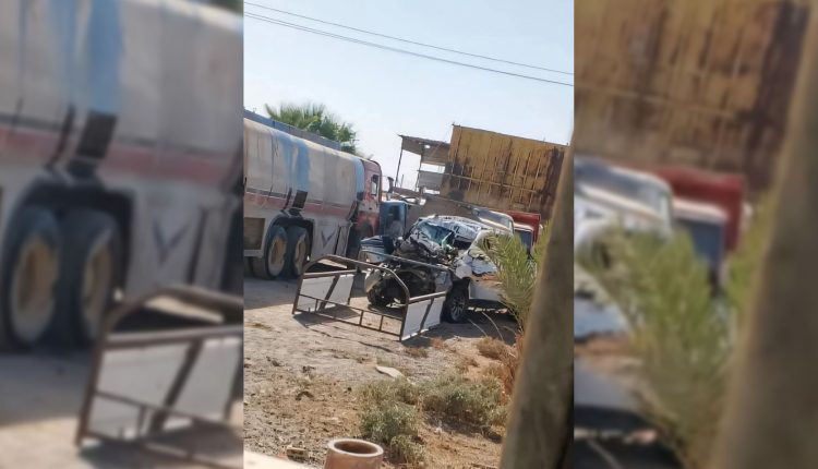 تصادم سيارة خاصة بصهريج نفط على طريق حقل العمر-التنك النفطي شرقي دير الزور - متداول