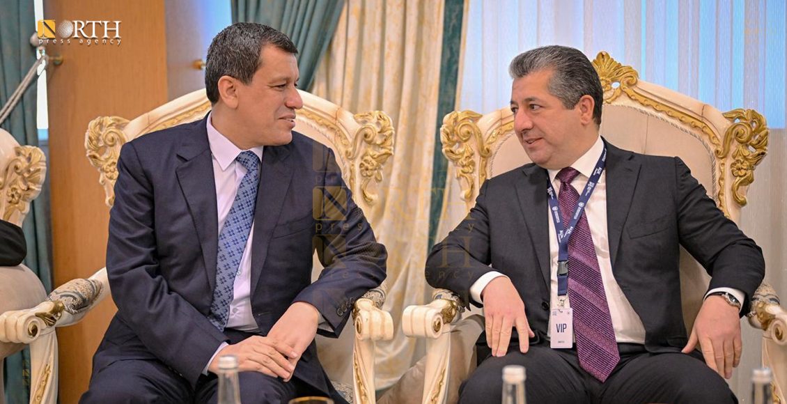 الجنرال مظلوم عبدي ورئيس حكومة إقليم كردستان العراق مسرور بارزاني - نورث برس