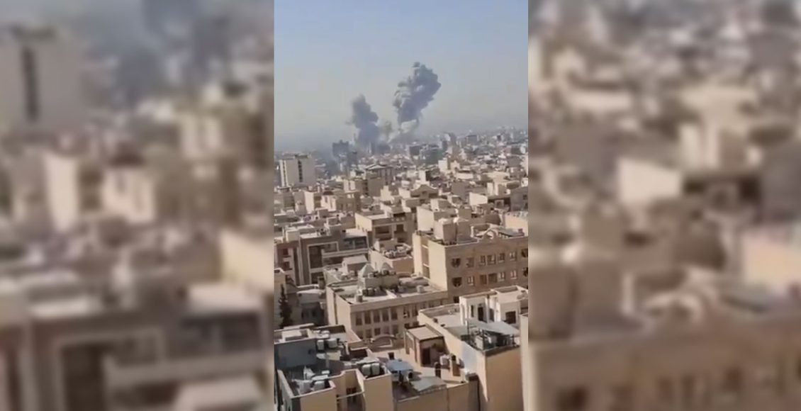 صورة نشرتها وسائل إعلام إيرانية لتصاعد دخان وسط طهران جراء غارات إيرانية