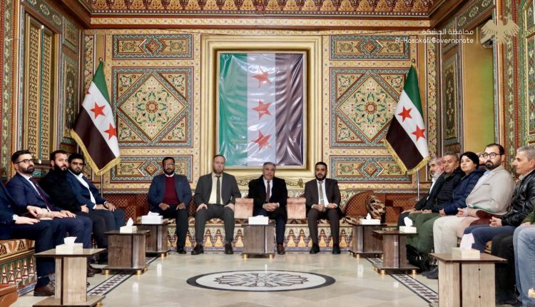 محافظ الحسكة مع الوفد الرئاسي المكلّف بمتابعة ملف المهجرين- المكتب لصحفي للمحافظة