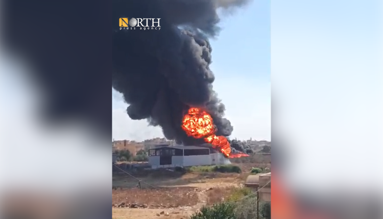 حريق بمركز محروقات في مدينة طفس بدرعا – نورث برس