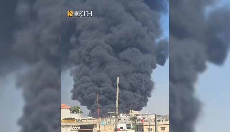 حريق بمركز لبيع المحروقات بمدينة طفس بريف درعا – نورث برس
