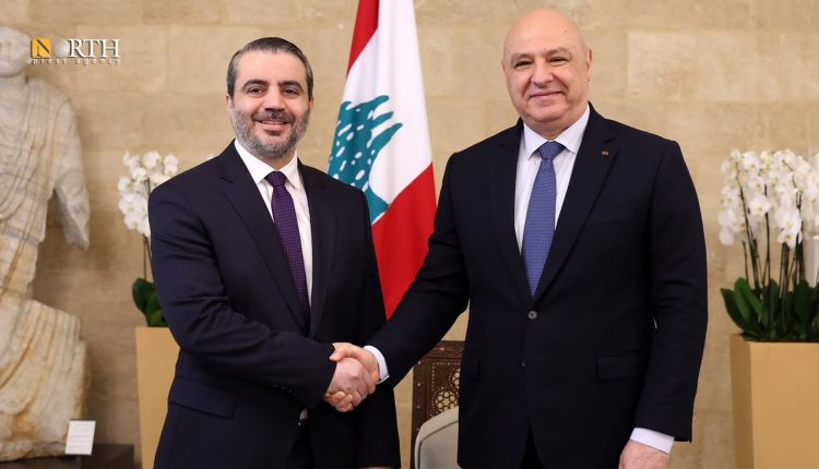 وزير الخارجية السوري أسعد الشيباني خلال لقائه مع الرئيس اللبناني جوزيف عون في بيروت